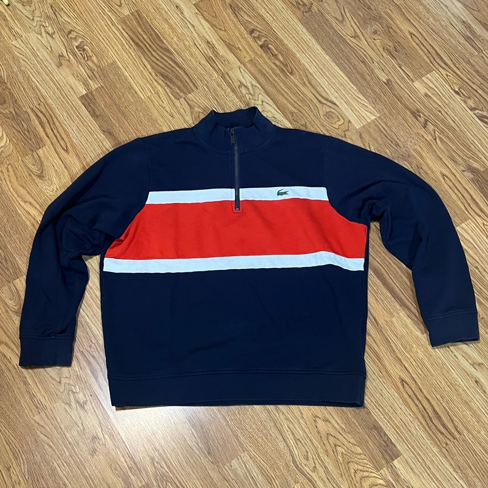 Navy Blue Lacoste quarter zip sweatshirt